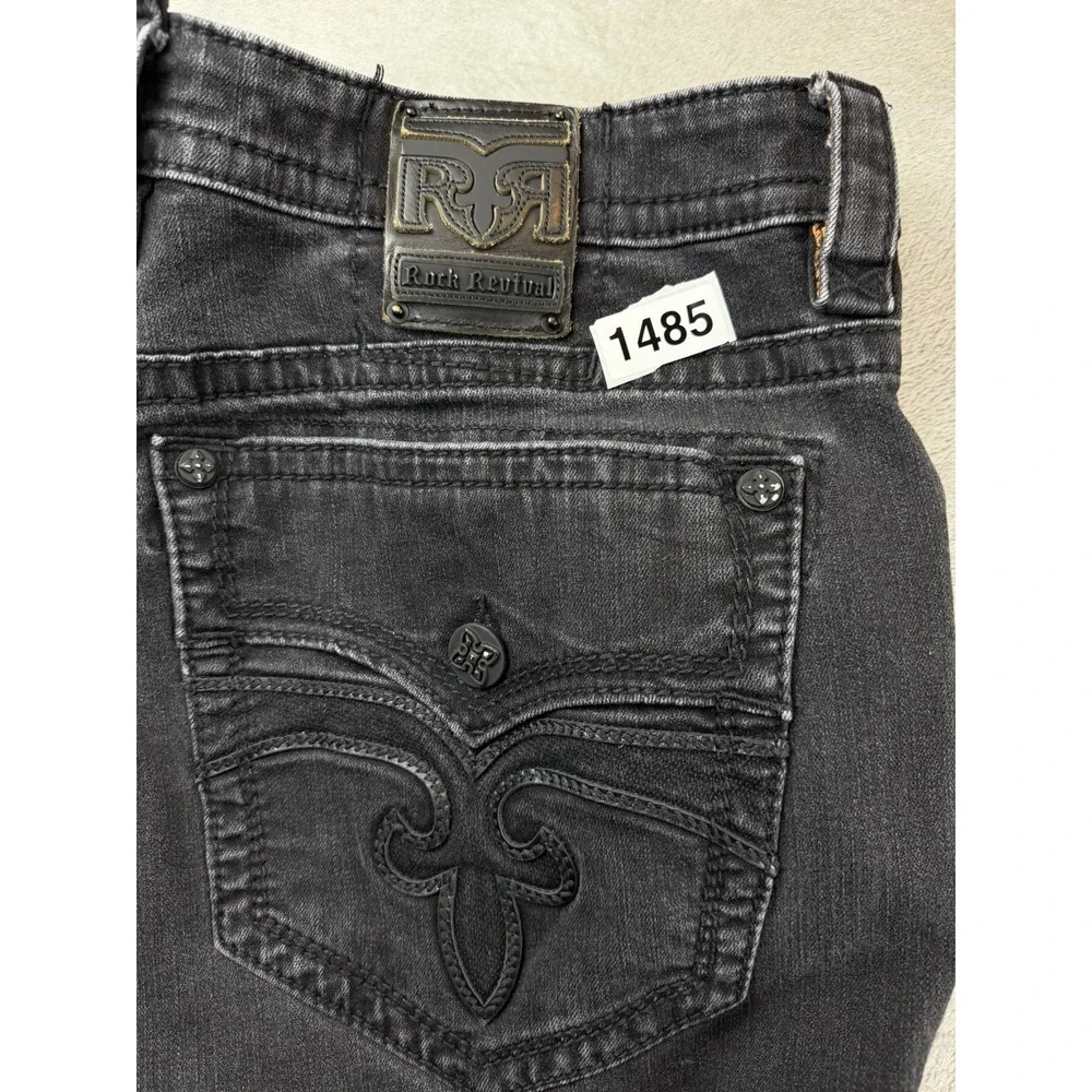 Rock Revival‎ Arther Alt Straight Jeans Men's 42x31 Black Denim Dark